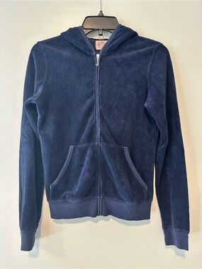 Juicy Couture Navy Blue Hooded Zip-Up Terry Jacket